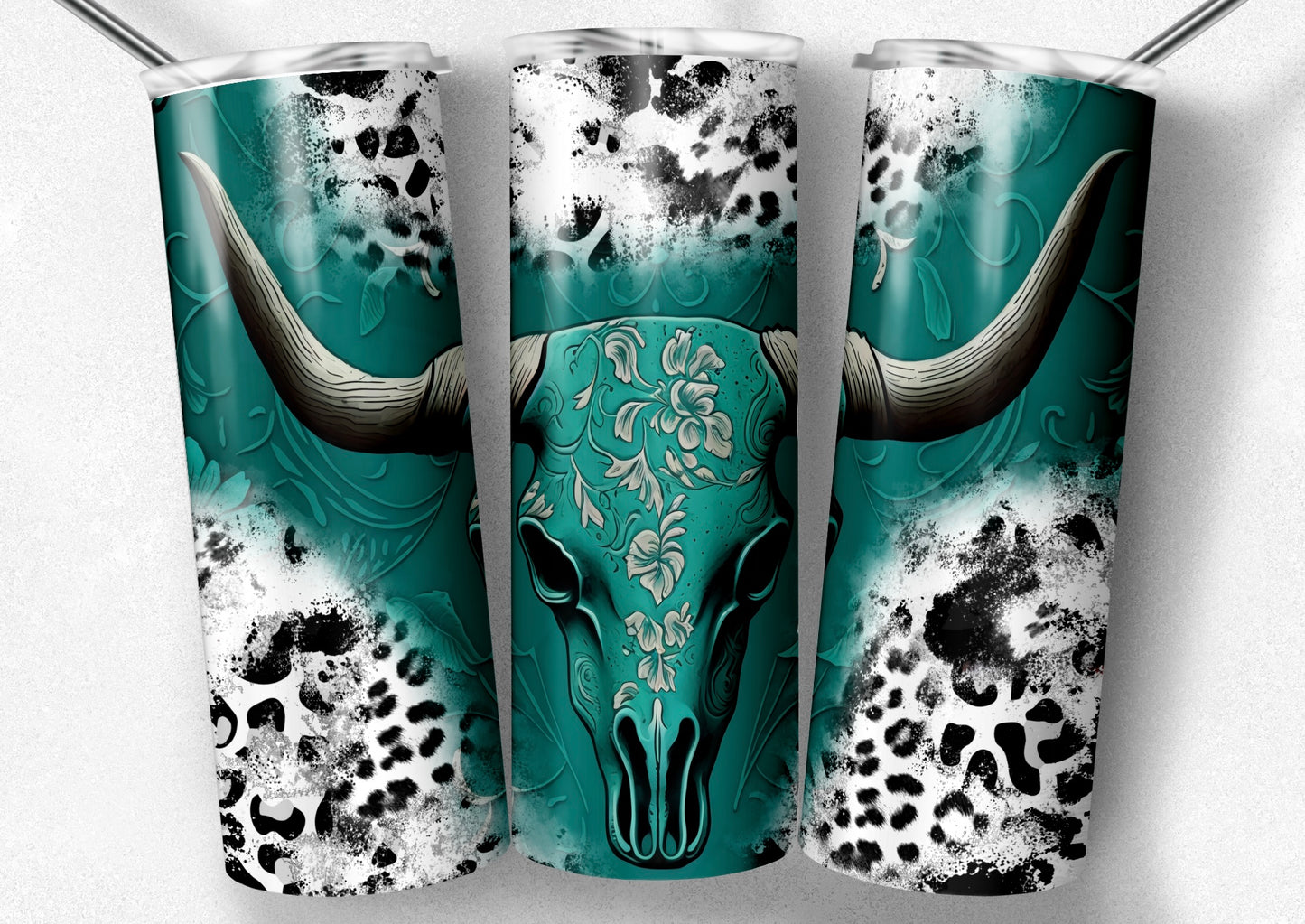 Turquoise Skull Tumbler