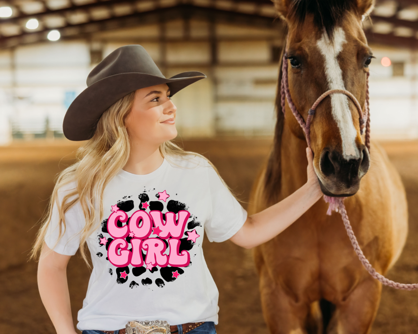 Cowgirl In Pink and Cowprint