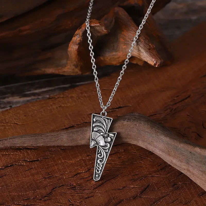 Tooled Lightning Necklace