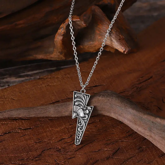 Tooled Lightning Necklace