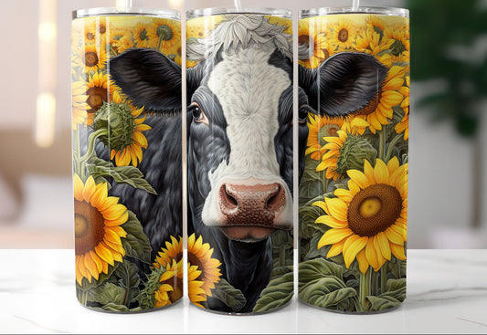 Dairy Cow in the Sunflower Field Tumbler