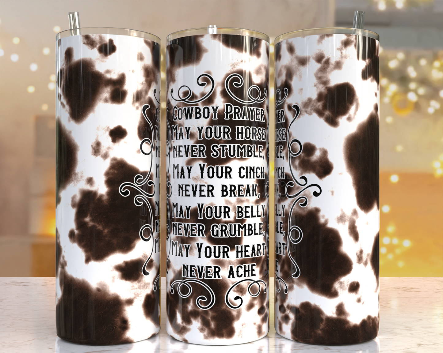 Cowboy Prayer Cowhide Tumbler