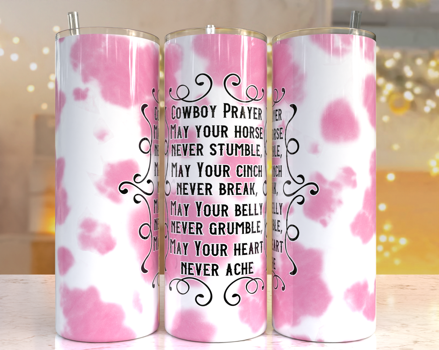 Cowboy Prayer Cowhide Tumbler