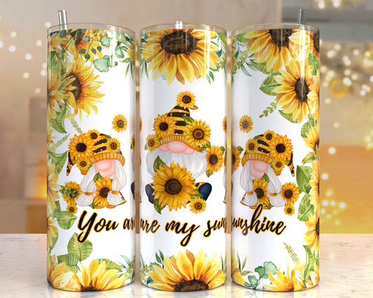 You are my Sunshine Sunflower Gnomes Tumbler