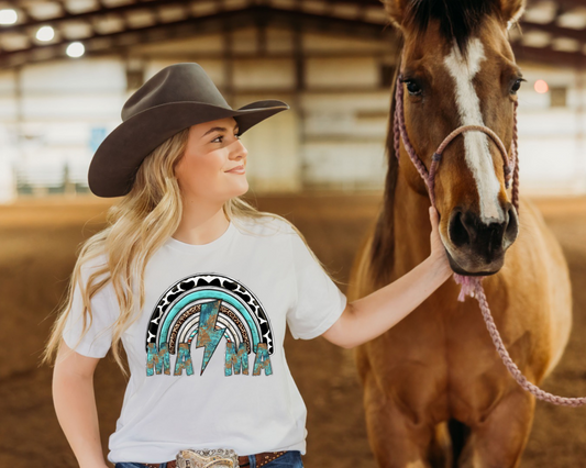 Mama Lightning Bolt and Rainbow Tee