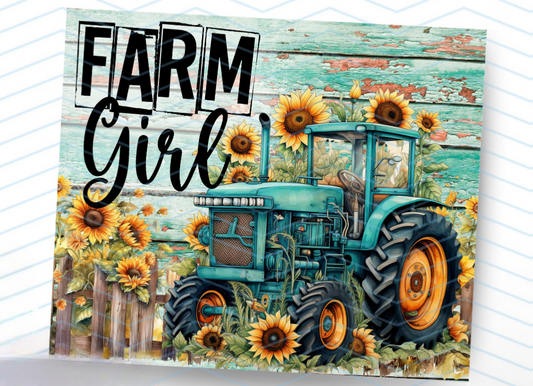 Farm Girl Teal Tractor Tumbler