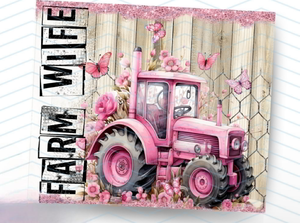 Farm Wife Pink Tractor Tumbler