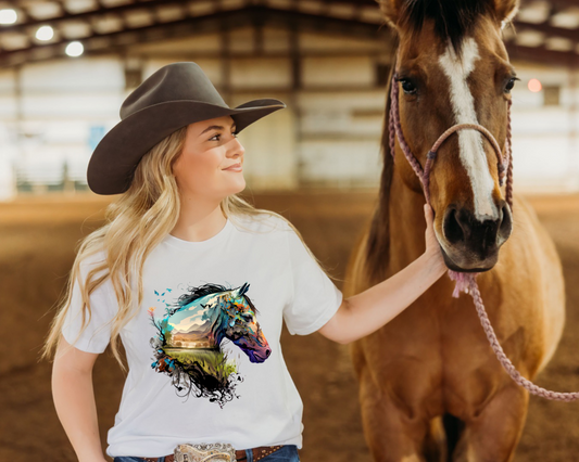 Colorful Horse in Leaves