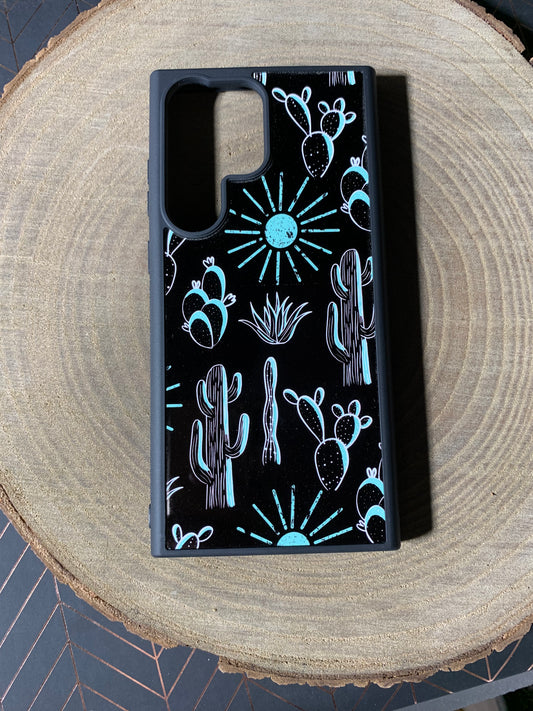 Blue/ Green Cactus Print