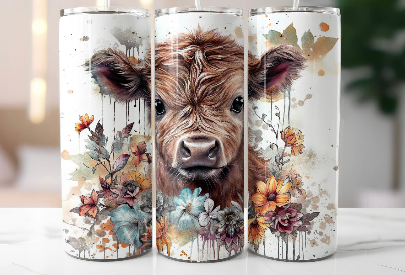 Baby Highland and Flowers Tumbler