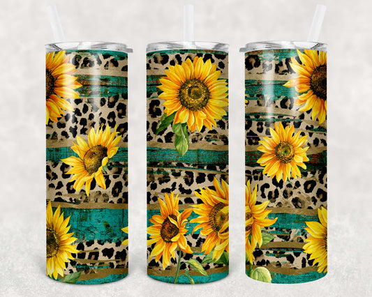 Sunflowers, Cheetah and Turq Tumbler