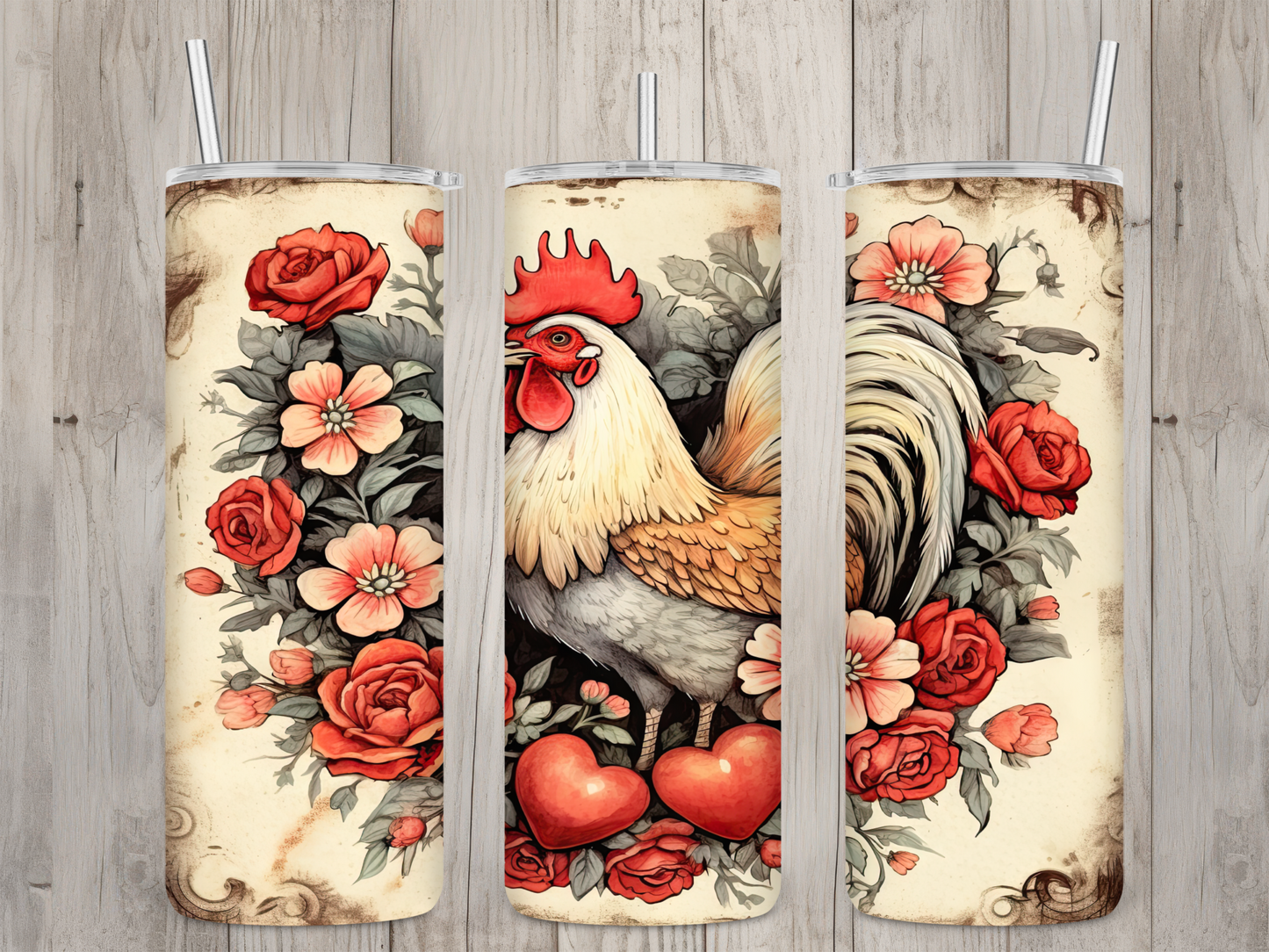 Rooster Valentines Tumbler