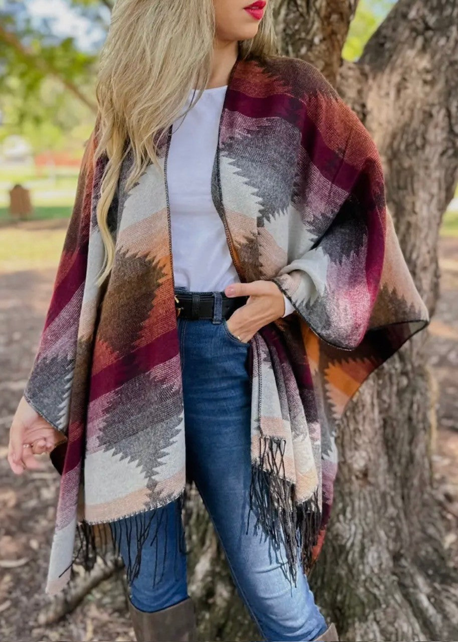 Aztec Wrap Burgundy