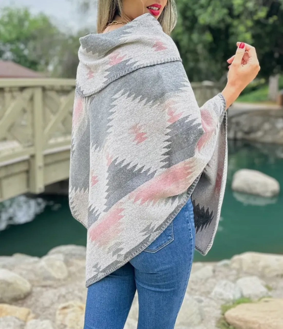 Aztec Wrap Grey and Light Pink