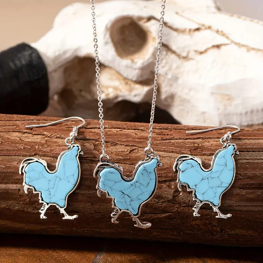 Chicken Necklace and Earring Set