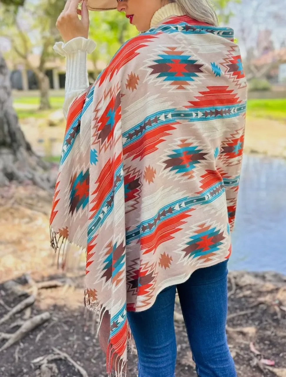 Aztec Wrap Tan and colourful