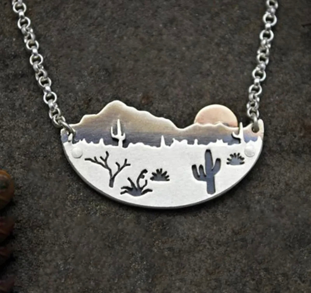 Mountain and Cactus Necklace