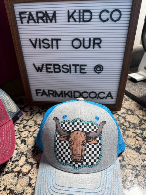 Checkered Bull Trucker Hat