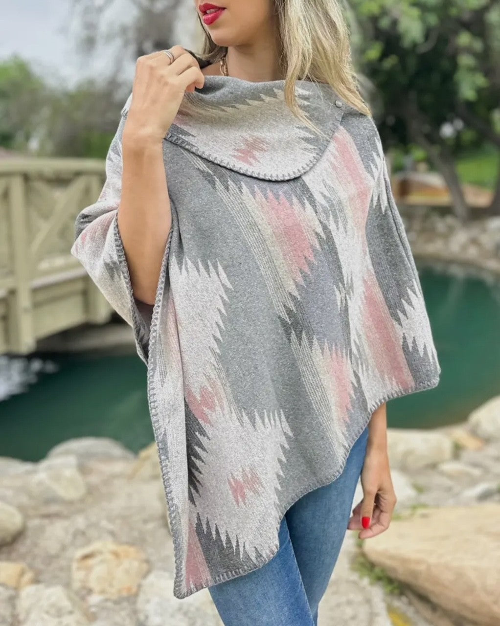 Aztec Wrap Grey and Light Pink