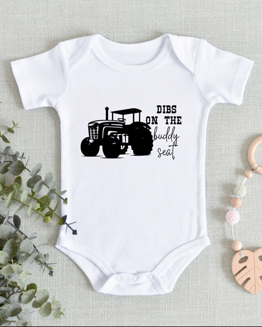 Baby Onesies- DIBS ON THE BUDDY SEAT